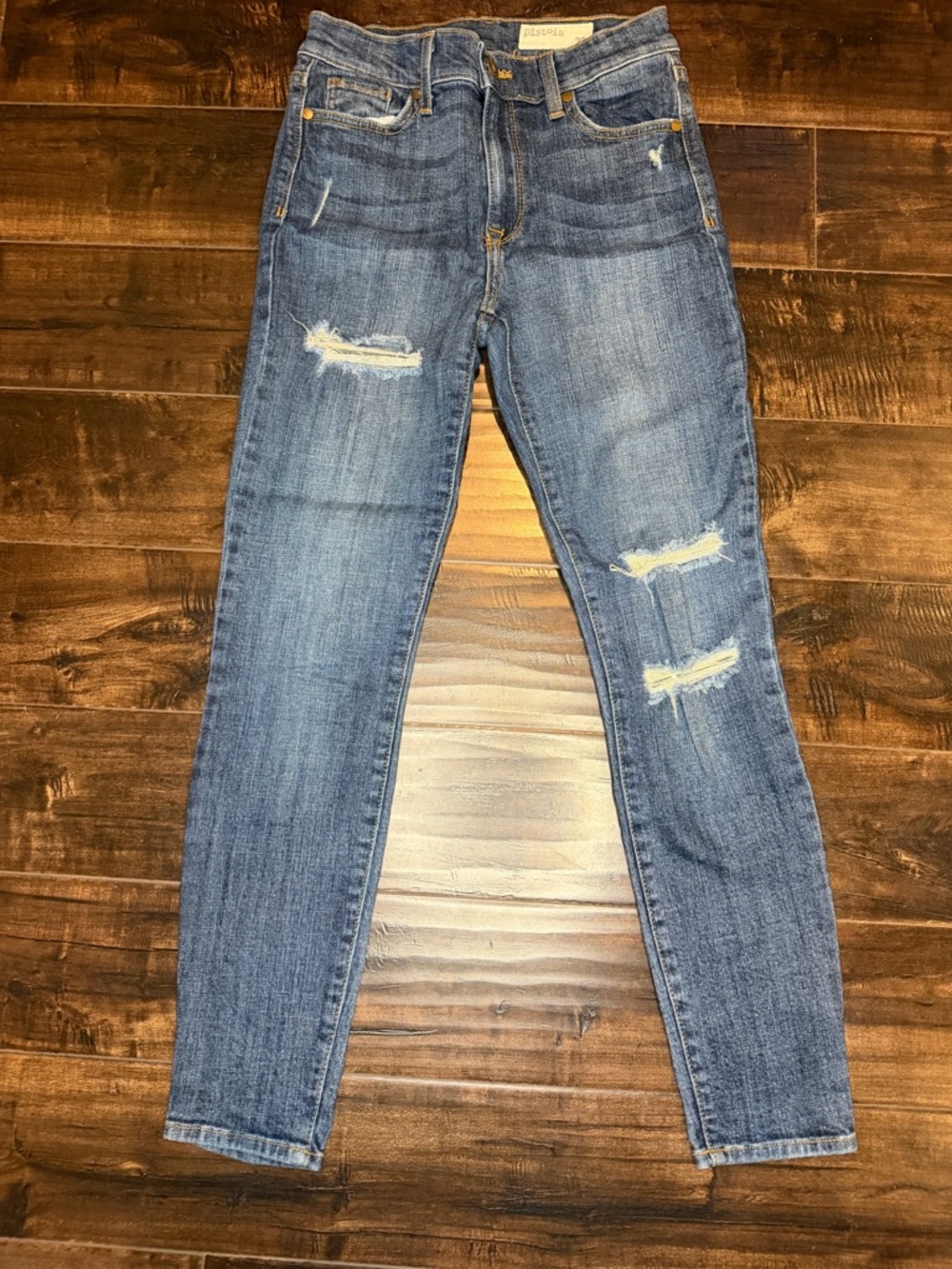 PISTOLA Aline High Rise Skinny Jeans Distressed Size 26 Made in USA Style P8417